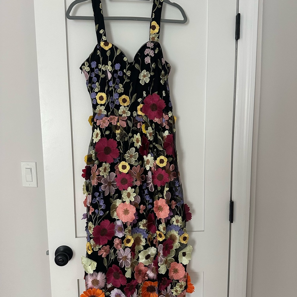 Floral Embroidered Black Dress